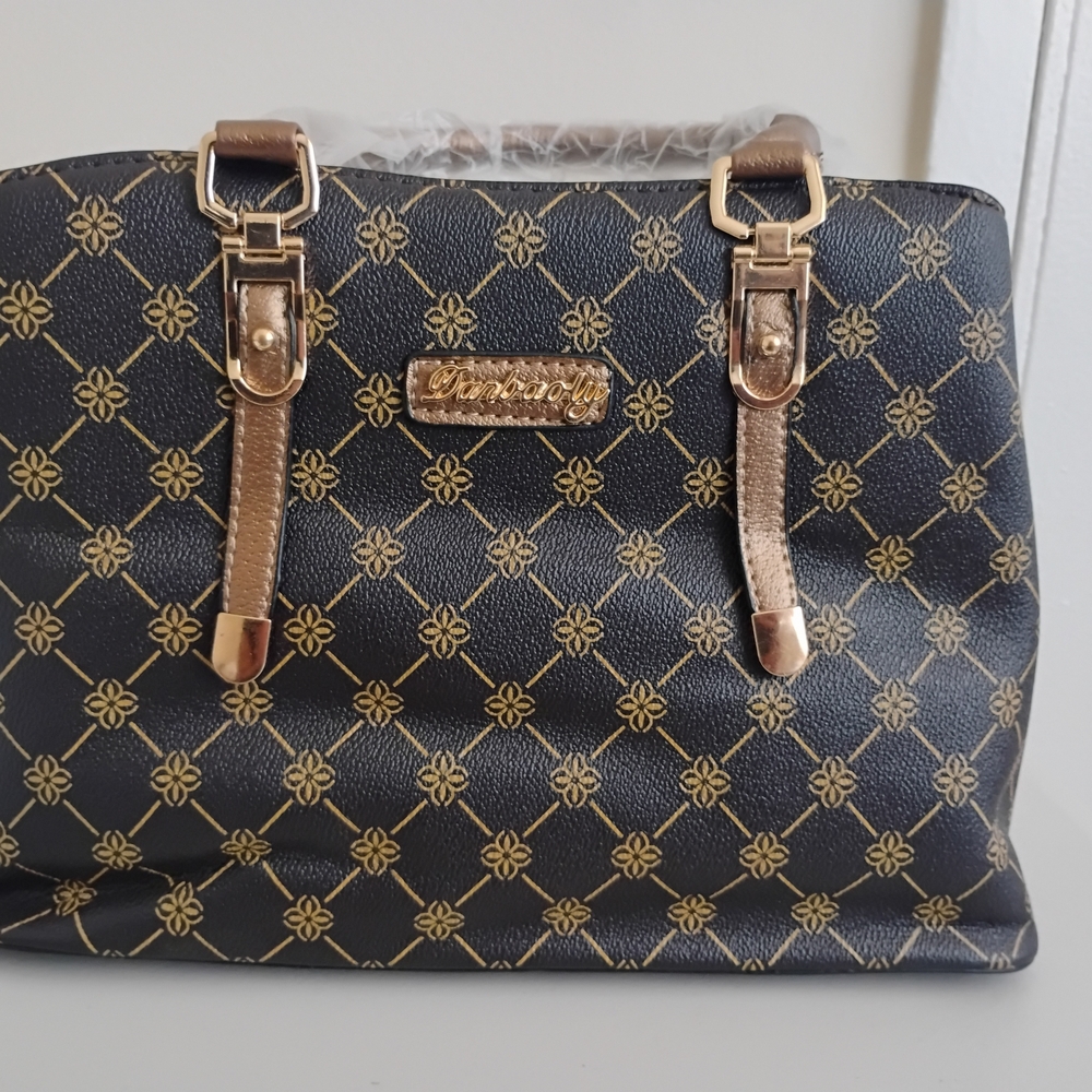Elegant Black and Bronze Women Bag